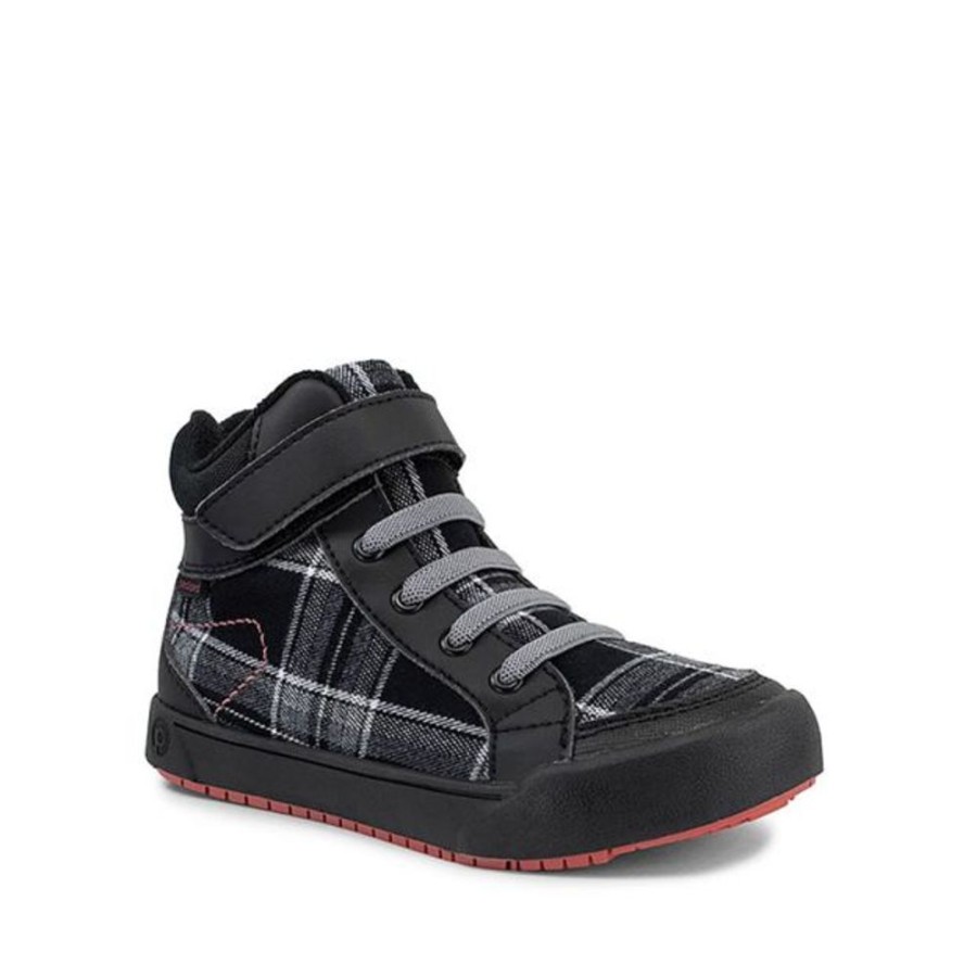 Kids Pediped Flex Vegan | Pediped Logan Black Plaid