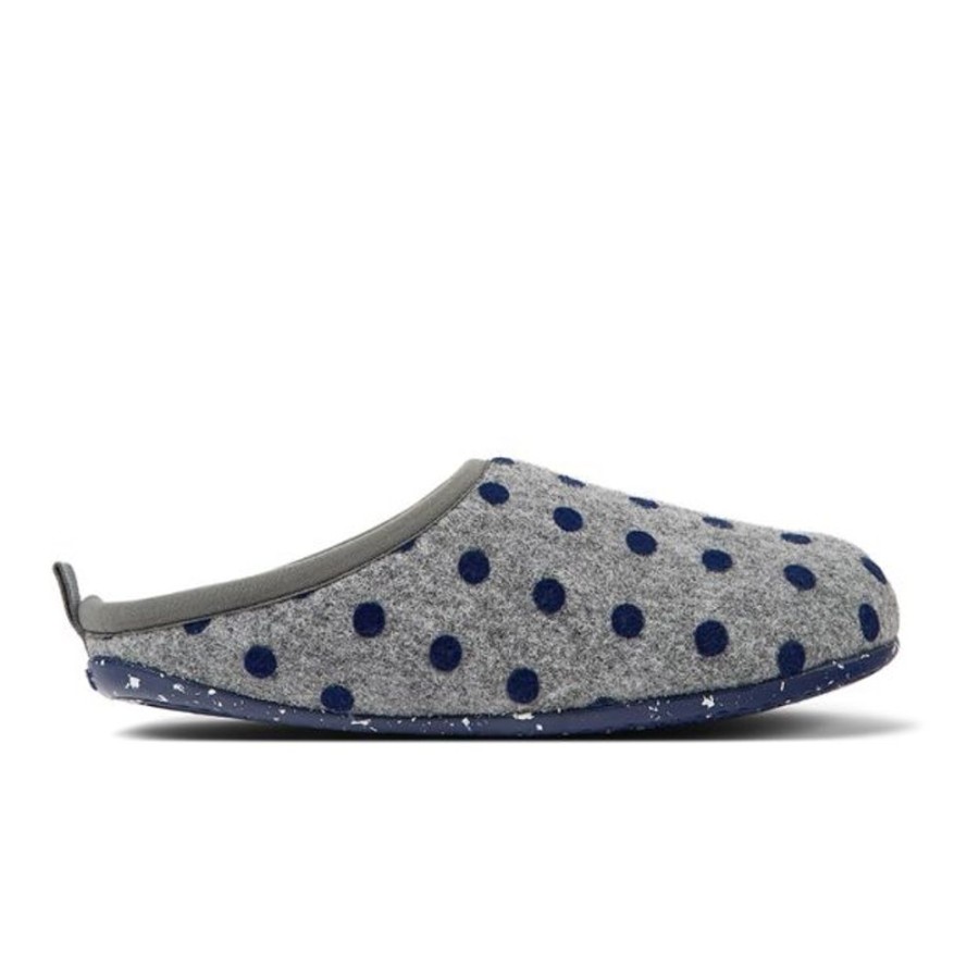 Adults Camper Shoes | Camper Ladies Wabi Slippers Grey Dot