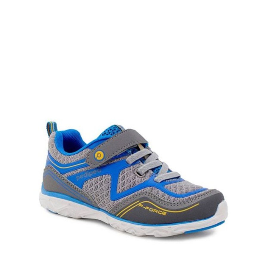 Kids Pediped Flex Trainers | Pediped Force Grey Blue