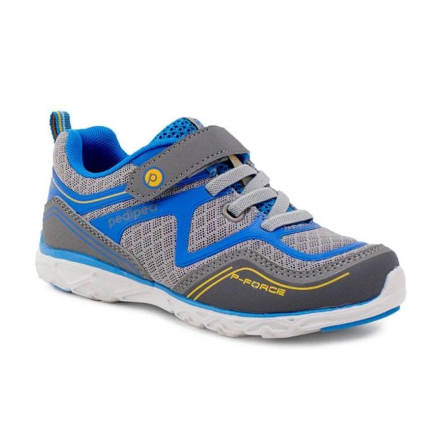 Kids Pediped Flex Trainers | Pediped Force Grey Blue