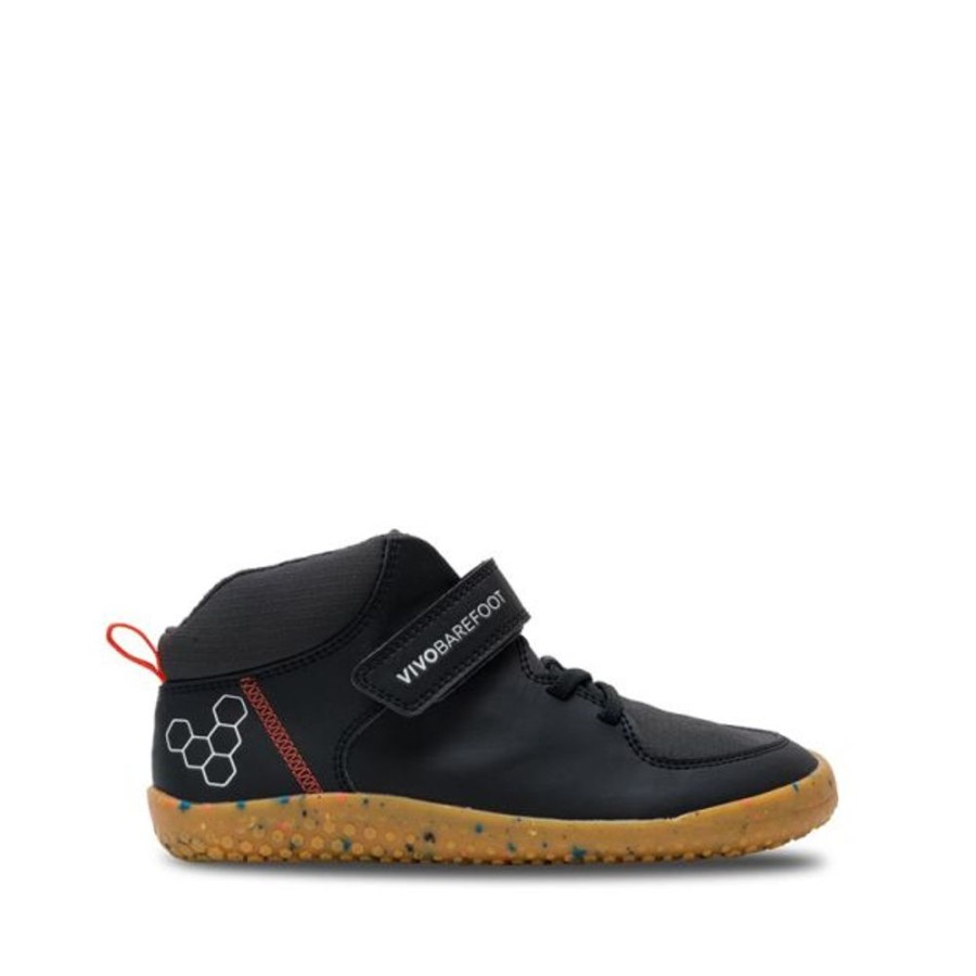 Kids VivoBarefoot Walking Boots | Vivobarefoot Kids Ludo Hi Boots Obsidian