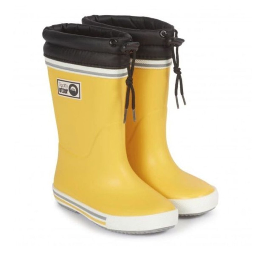 Kids Spotty Otter Wellingtons | Spotty Otter Forest Leader Fleece Lined Wellies Yellow