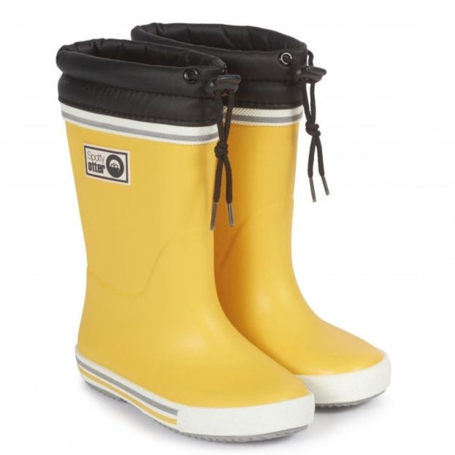 Kids Spotty Otter Wellingtons | Spotty Otter Forest Leader Fleece Lined Wellies Yellow