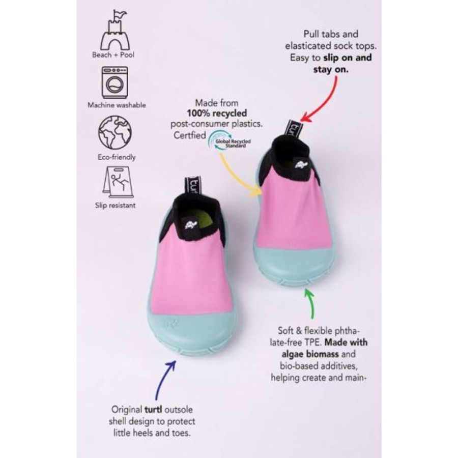 Kids Turtl Tots Water Shoes | Turtl Aqua Shoes Pink