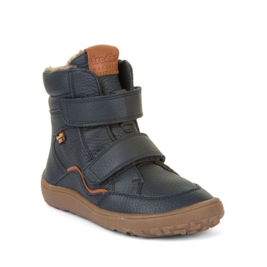 Kids Froddo Boots | Froddo Barefoot Waterproof Winter Boots Dark Blue Leather