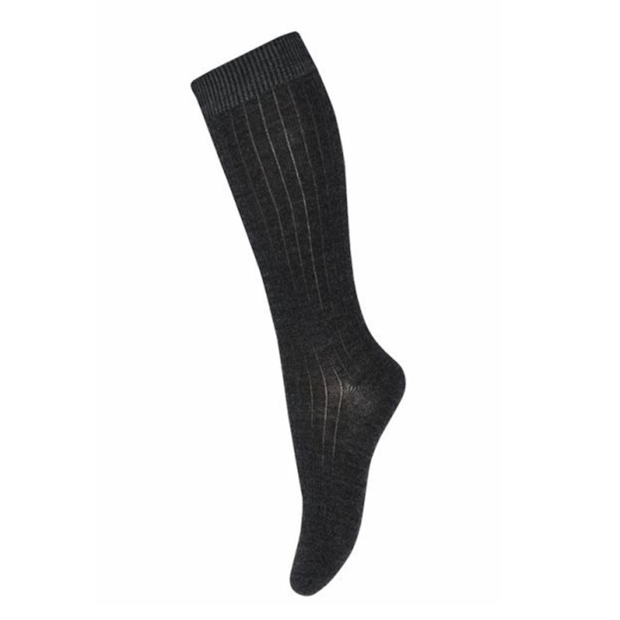 Accessories MP Denmark | Mp Denmark Wool Rich Selma Knee Socks Dark Grey Melange