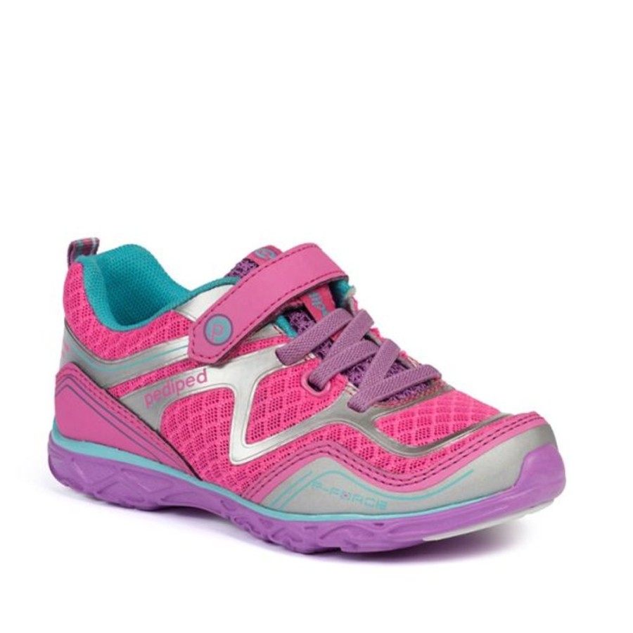 Kids Pediped Flex Trainers | Pediped Force Pink Silver