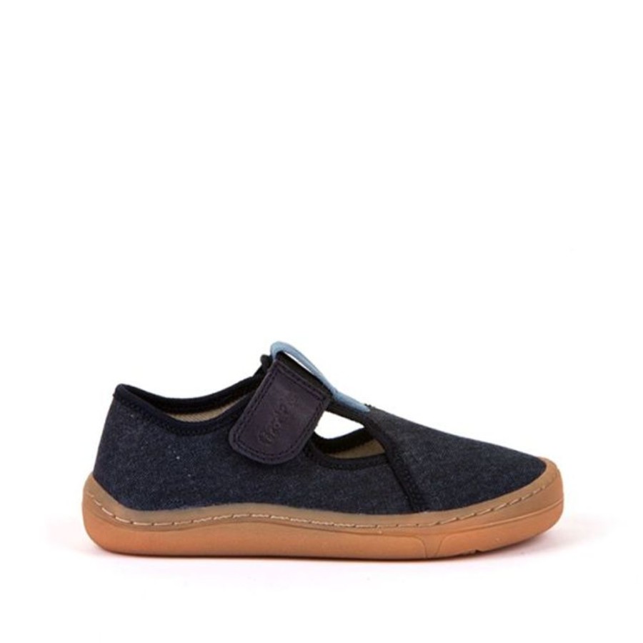 Kids Froddo Shoes | Froddo Barefoot Canvas T-Bar Dark Blue