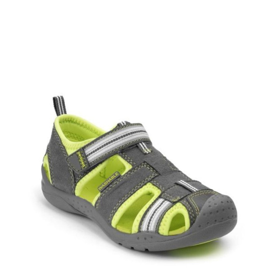 Kids Pediped Flex Sandals | Pediped Sahara Grey Lime