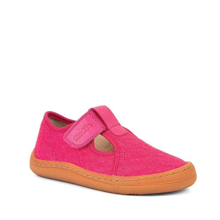 Kids Froddo Shoes | Froddo Barefoot Canvas T-Bar Fuchsia