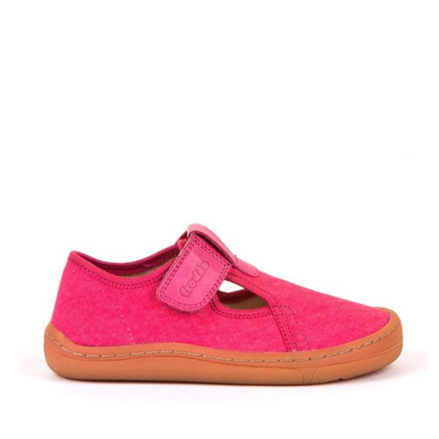 Kids Froddo Shoes | Froddo Barefoot Canvas T-Bar Fuchsia