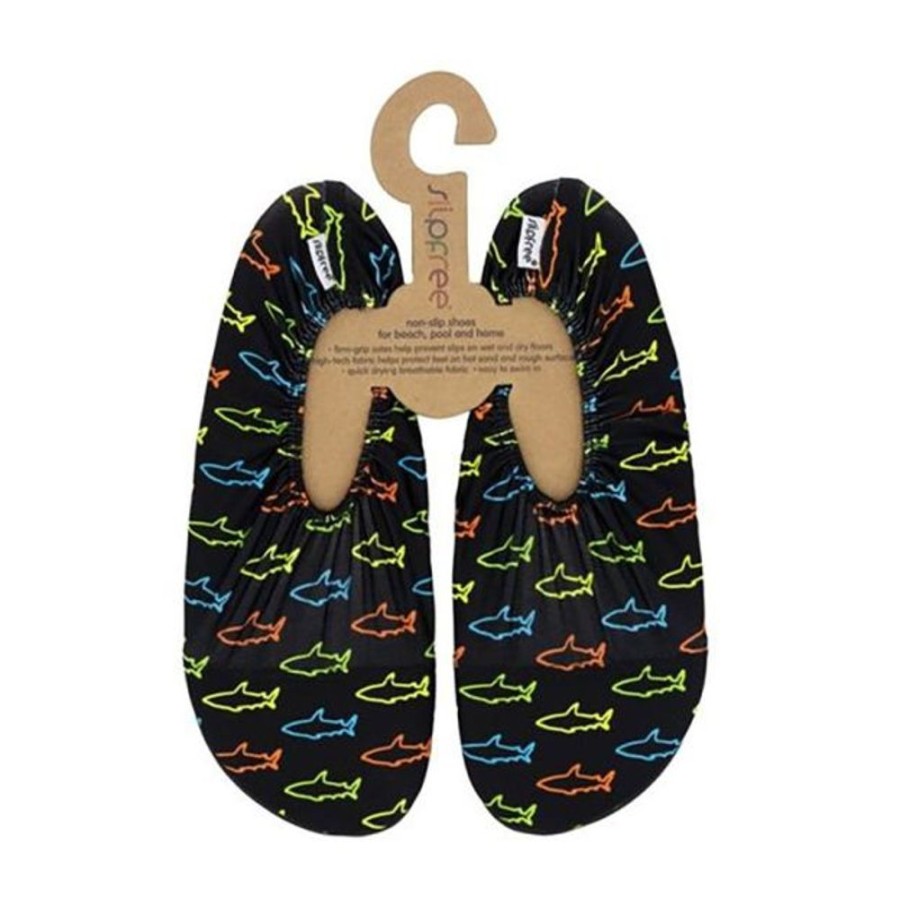 Kids Slipfree Sandals | Slipfree Junior Neon Sharks Pool Shoes