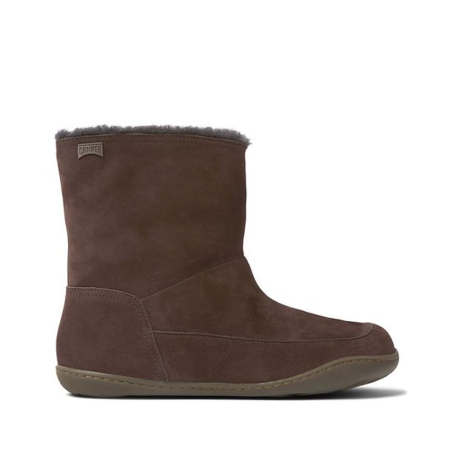 Adults Camper Boots | Camper Ladies Peu Nubuck Ankle Boot Dark Brown