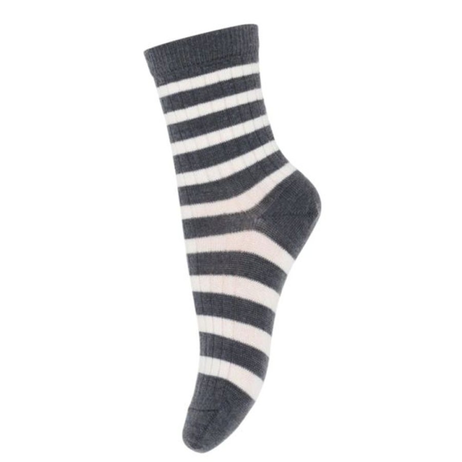 Accessories MP Denmark | Mp Denmark Wool Rich Ellis Socks Dark Grey Stripe