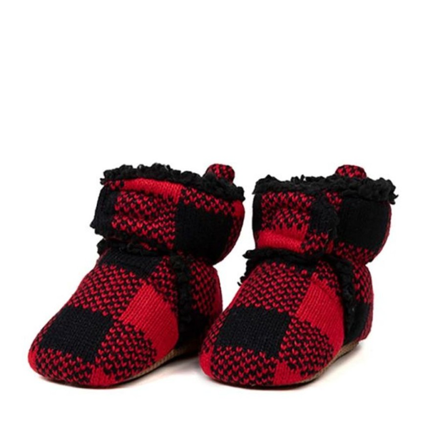 Kids Cozy Soles Slippers | Cozy Sole Red Plaid Soft Sole Slippers