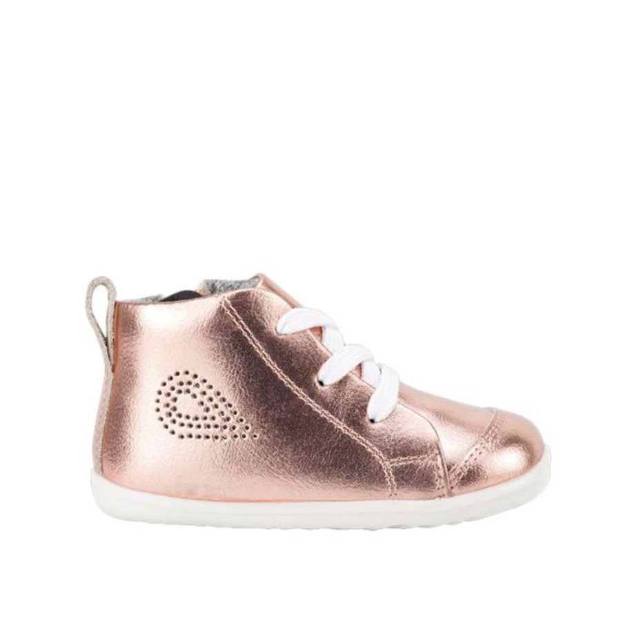 Kids Bobux Step Up Trainers | Bobux Su Alley-Oop Boot Rose Gold Metallic